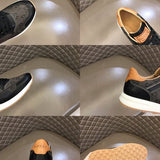 Side profile of Gucci stone beige sneakers padded collar comfort