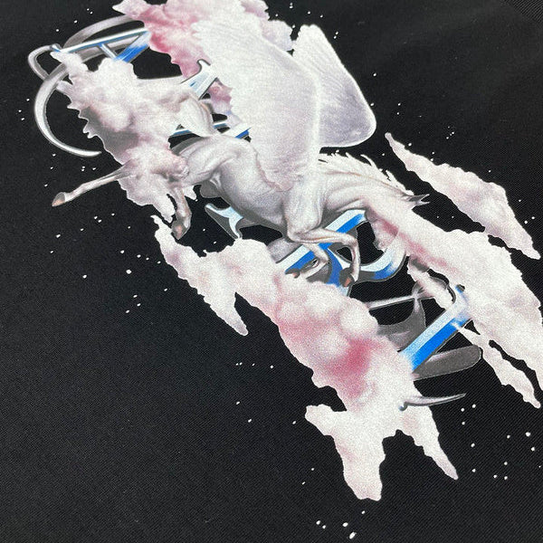 Close-up of Amiri t-shirt craftsmanship