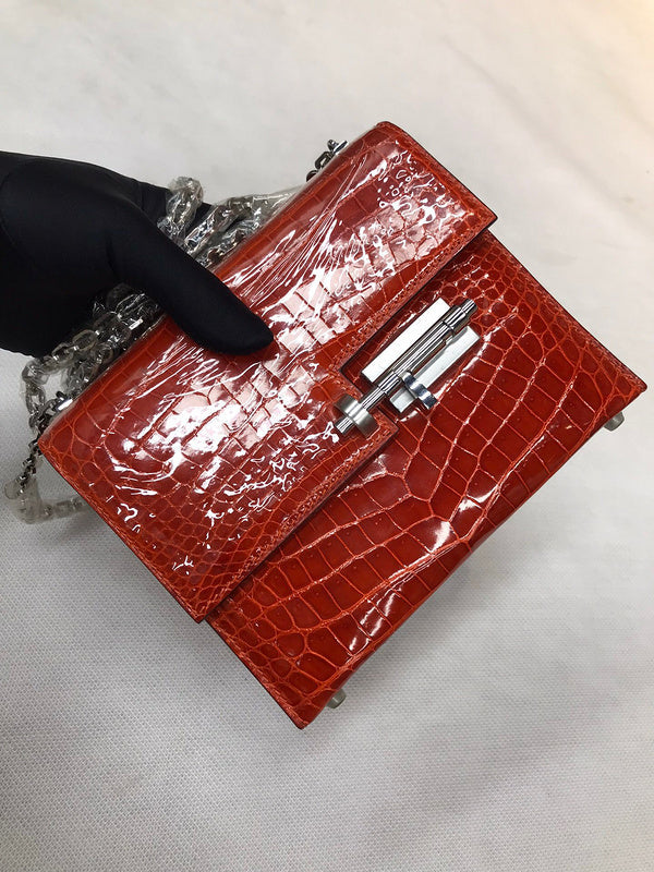 Side view of modernist structured handbag