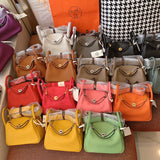 Side view of structured structured handbag