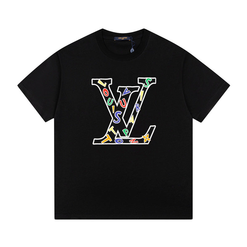 Close-up detail shot of Louis Vuitton cotton t-shirt with contemporary cut