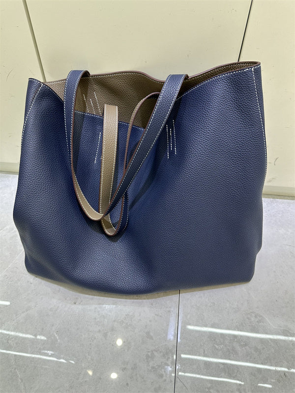 Side view of considered structured handbag