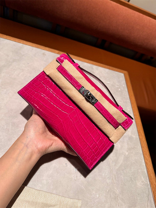 Side view of elegant structured handbag