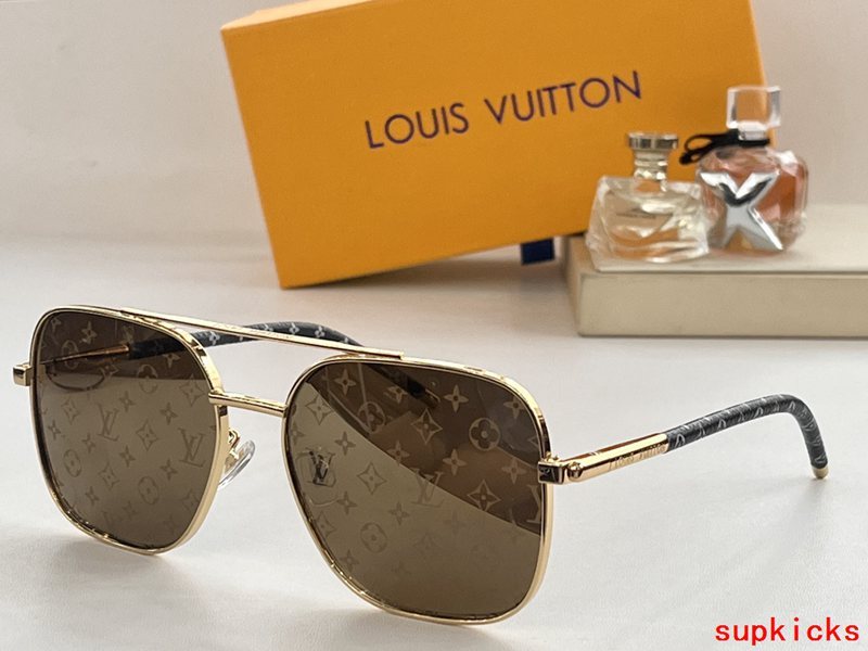 Close-up detail view of Louis Vuitton unisex sunglasses