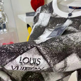 Close-up detail shot of Louis Vuitton luxury clothing with streetwear-inspired cut