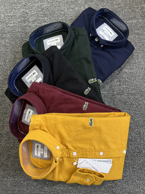 Front view of Lacoste luxury clothing with logo-detail design
