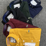 Front view of Lacoste luxury clothing with logo-detail design