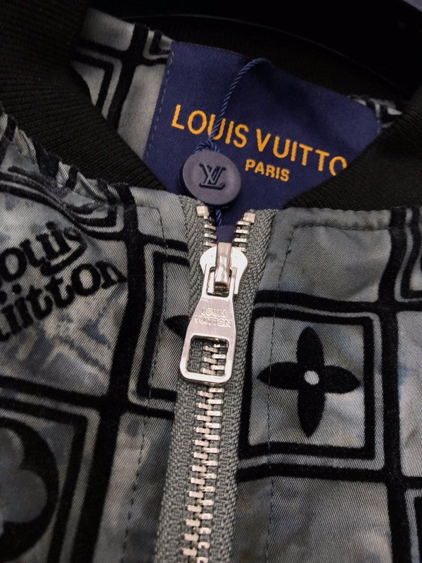 Close-up detail shot of Louis Vuitton luxury clothing with tailored silhouette
