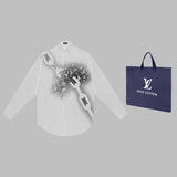 Back view of Louis Vuitton luxury clothing with monogram-inspired silhouette