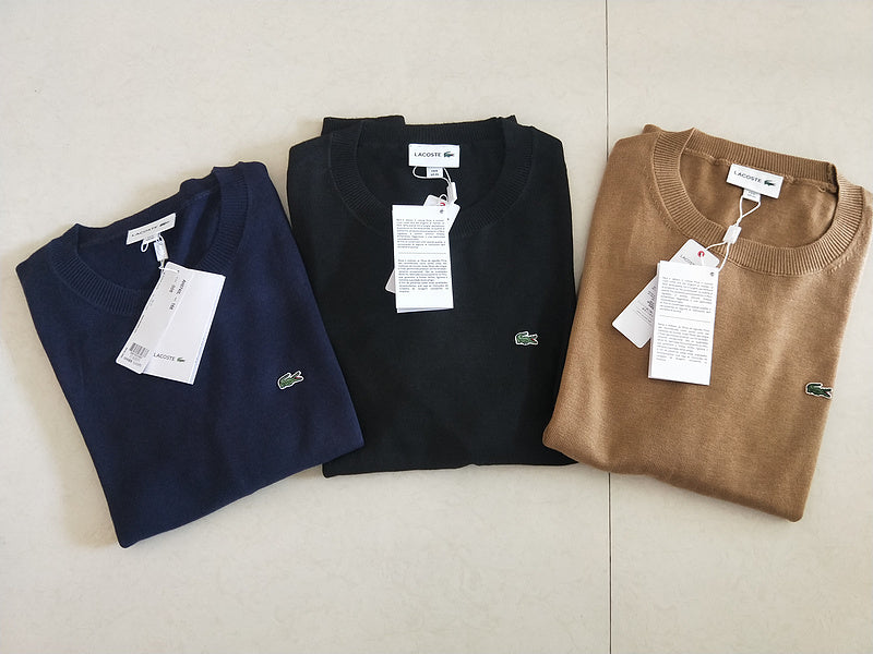 Back view of Lacoste luxury clothing with monogram-inspired silhouette