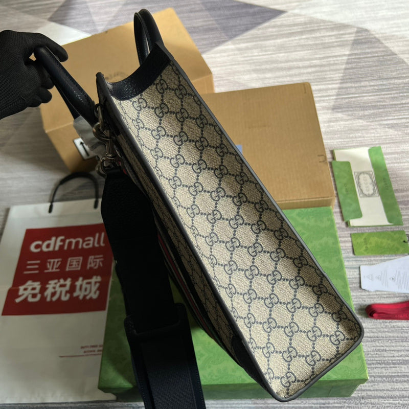 Side view of elegant structured handbag