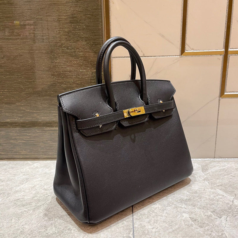 Side view of timeless structured handbag