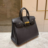 Side view of timeless structured handbag