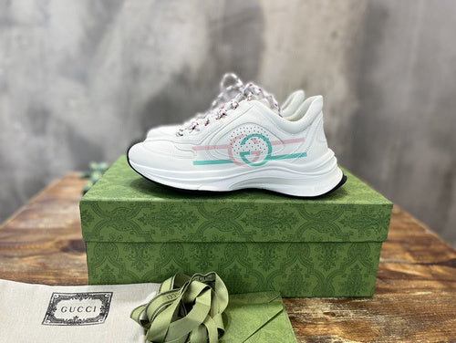 Gucci crisp white luxury sneakers view 11 heritage-inspired look