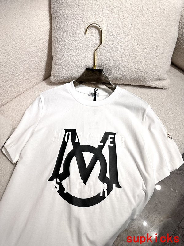 Side profile of Moncler luxury clothing with monogram-inspired silhouette