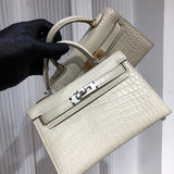 Sophisticated bag shown from front angle