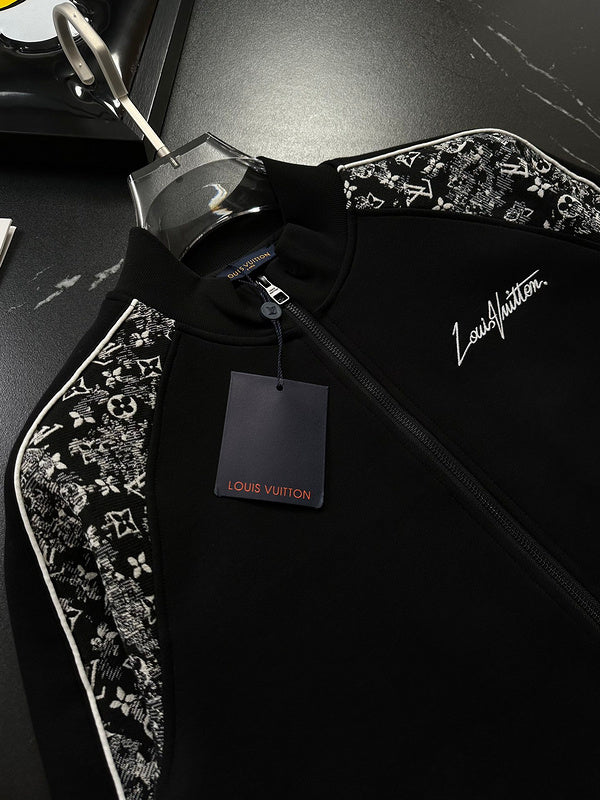 Side profile of Louis Vuitton luxury clothing with label-forward styling