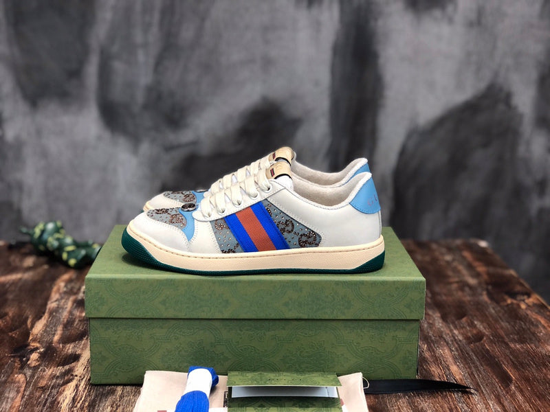 Gucci Streetwear sneakers in neutral cream breathable knit upper front view