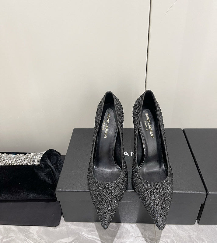 Close-up of Saint Laurent shoes craftsmanship