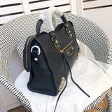 Back view of structured premium women's handbag – women's everyday handbag