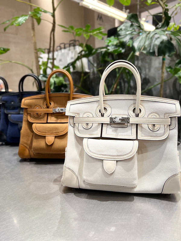 Side view of contemporary structured handbag