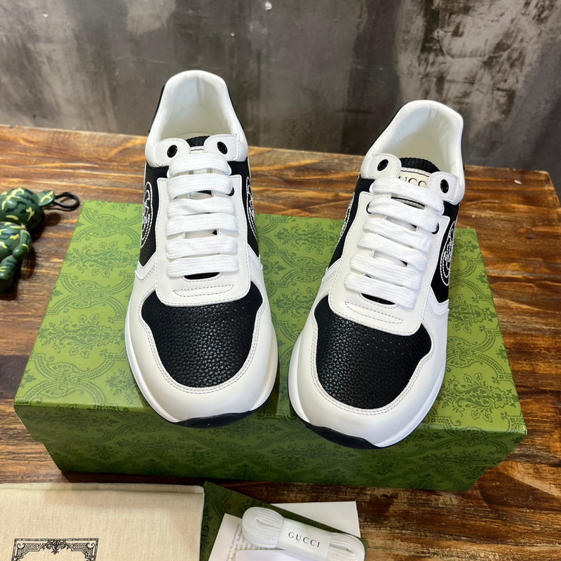 Gucci fresh white-and-black luxury sneakers view 9 signature lace-up style