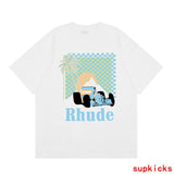 Full styled look of Rhude luxury clothing with tailored silhouette
