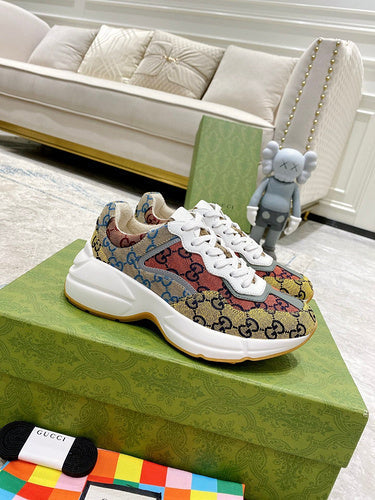 Gucci Designer sneakers in bold contrast sleek tonal finish front view