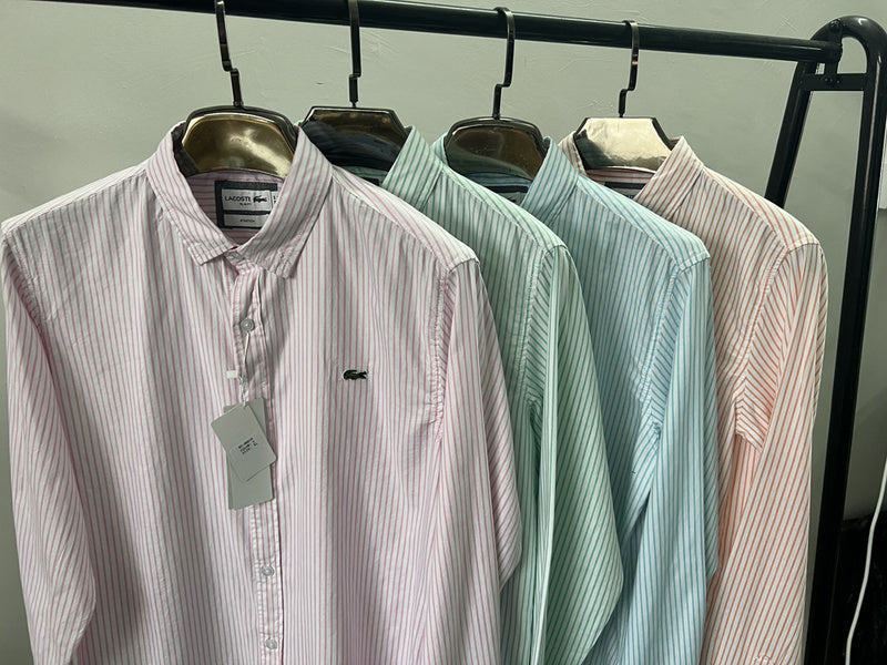 Front view of Lacoste luxury clothing with logo-detail design