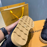 Louis Vuitton Beige Combat Boots - Side Profile View