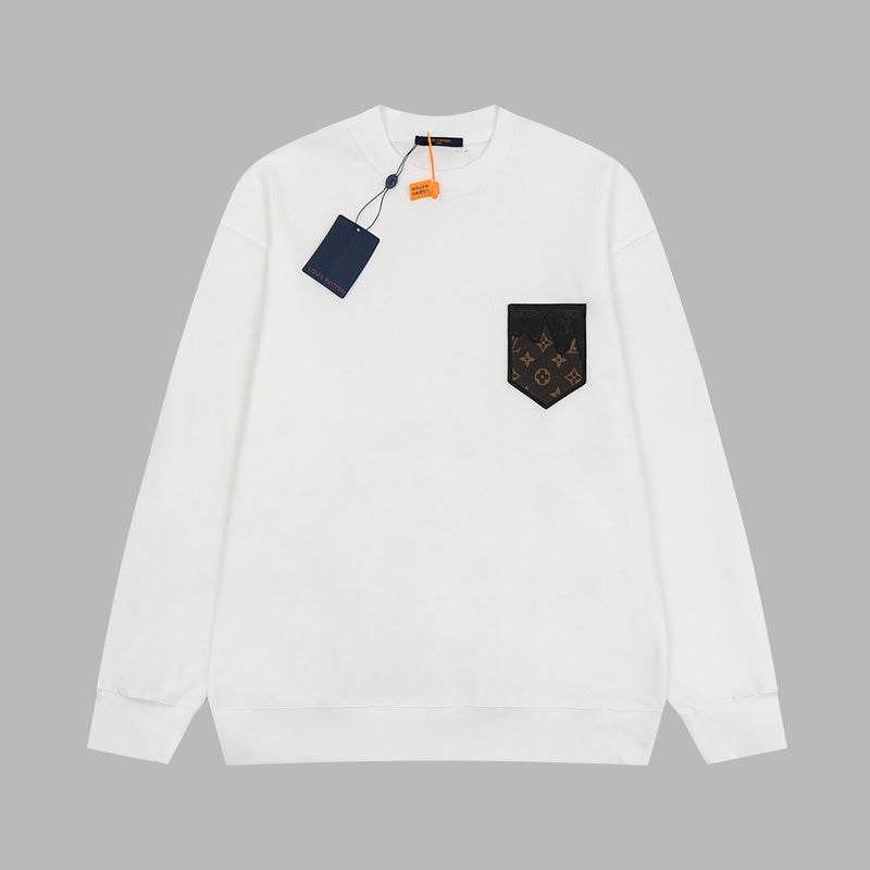 Back view of Louis Vuitton luxury clothing with signature branding