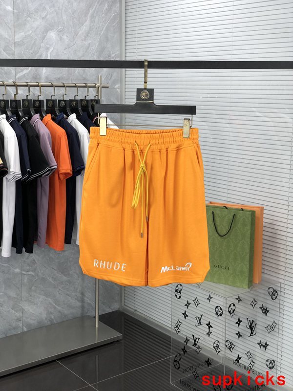 Back view of Rhude luxury clothing with label-forward styling