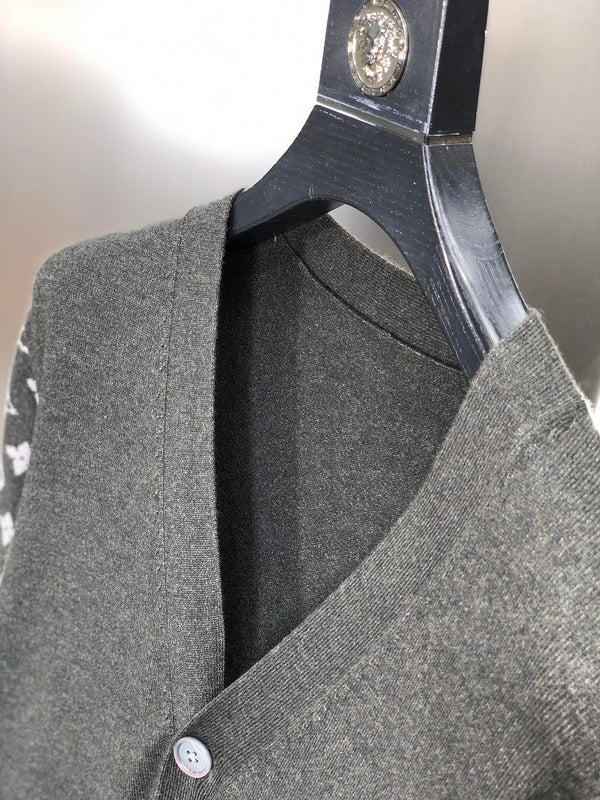 Front view of Louis Vuitton luxury clothing with signature branding