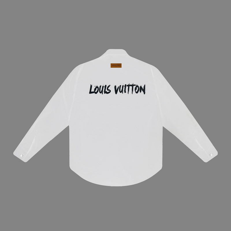 Close-up detail shot of Louis Vuitton luxury clothing with monogram-inspired silhouette