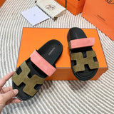 Hermès White Block Heel Sandals - Sole Detail View