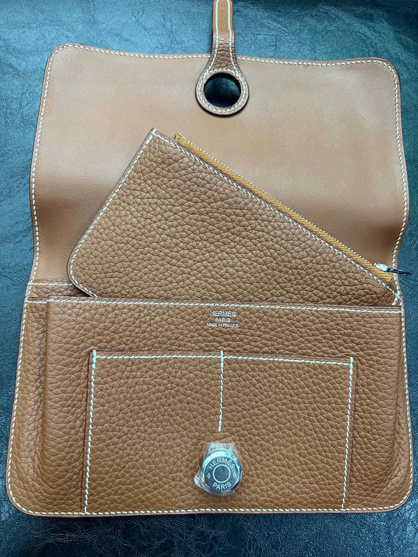 Side view of classic structured handbag