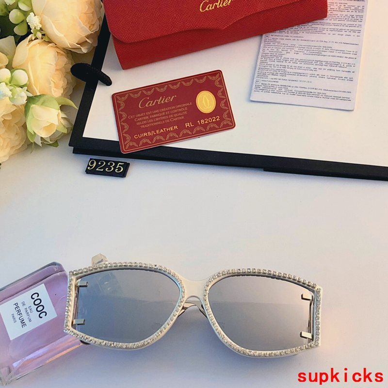 Close-up detail view of Cartier unisex sunglasses