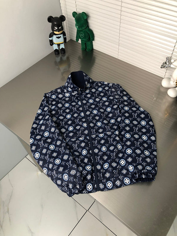 Side profile of Louis Vuitton luxury clothing with signature branding