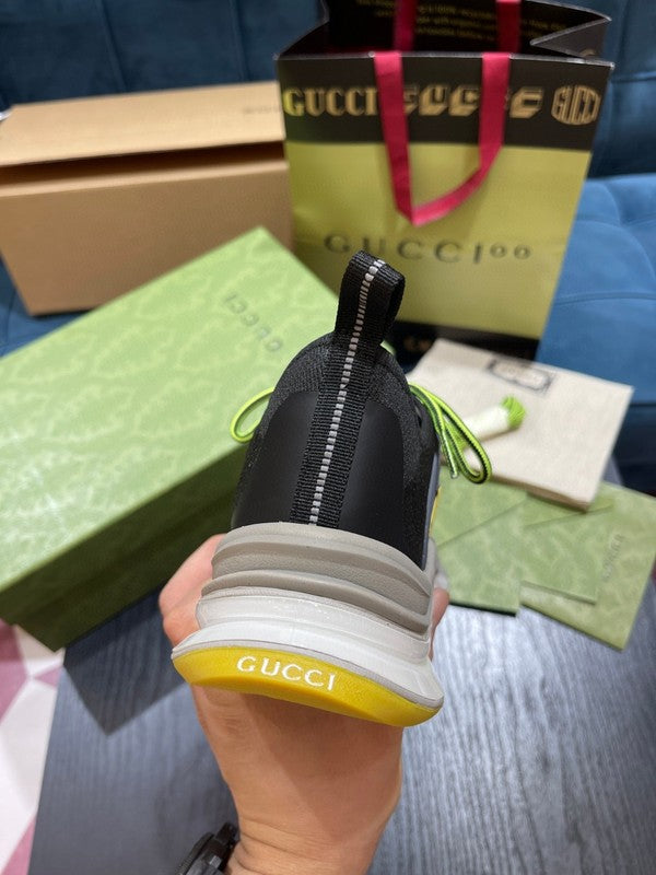 Gucci stone beige luxury sneakers view 4 bold athletic profile