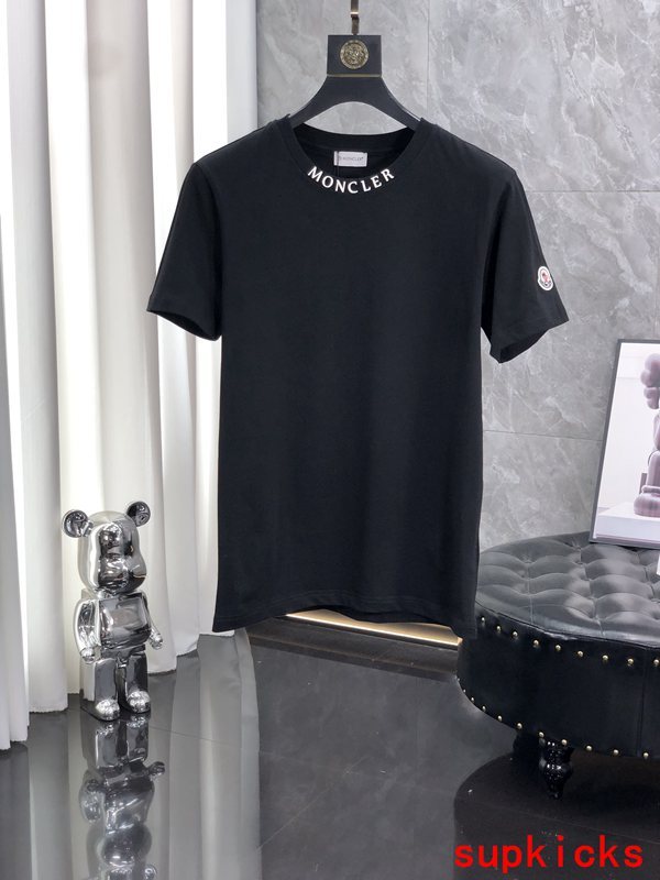 Side profile of Moncler luxury clothing with relaxed-fit cut