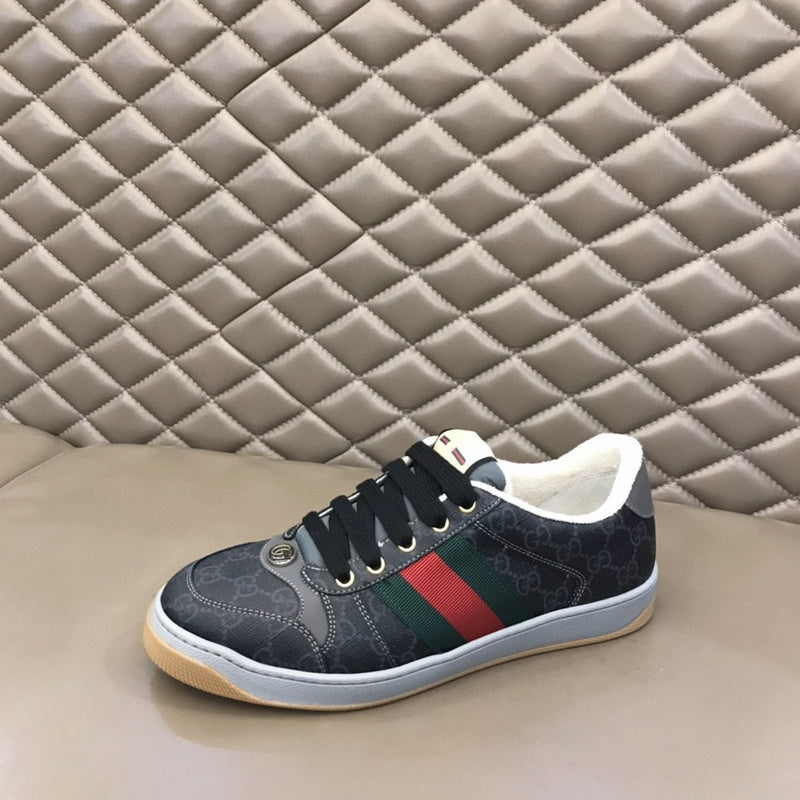Gucci crisp white luxury sneakers view 6 retro runner design