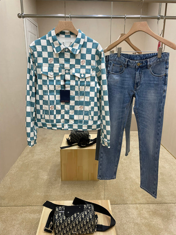 Front view of Louis Vuitton luxury clothing with streetwear-inspired cut