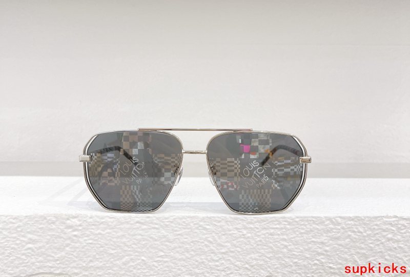 Close-up detail view of Louis Vuitton unisex sunglasses