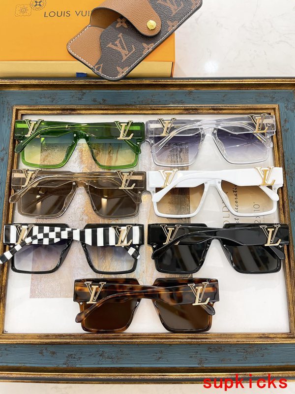 Close-up detail view of Louis Vuitton unisex sunglasses