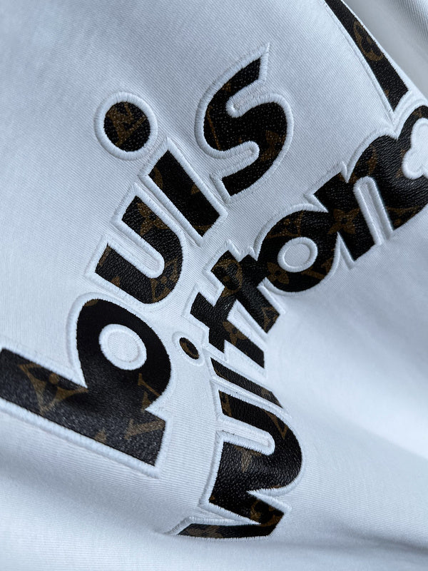 Close-up detail shot of Louis Vuitton cotton t-shirt with relaxed-fit cut