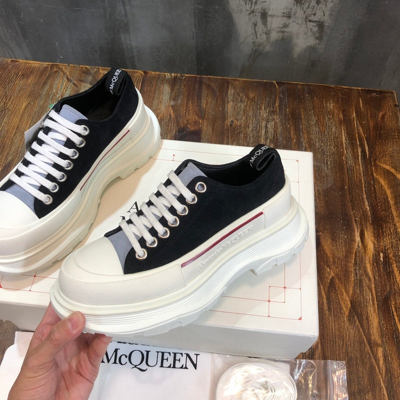 Alexander McQueen Burgundy Block Heel Pumps - Front View