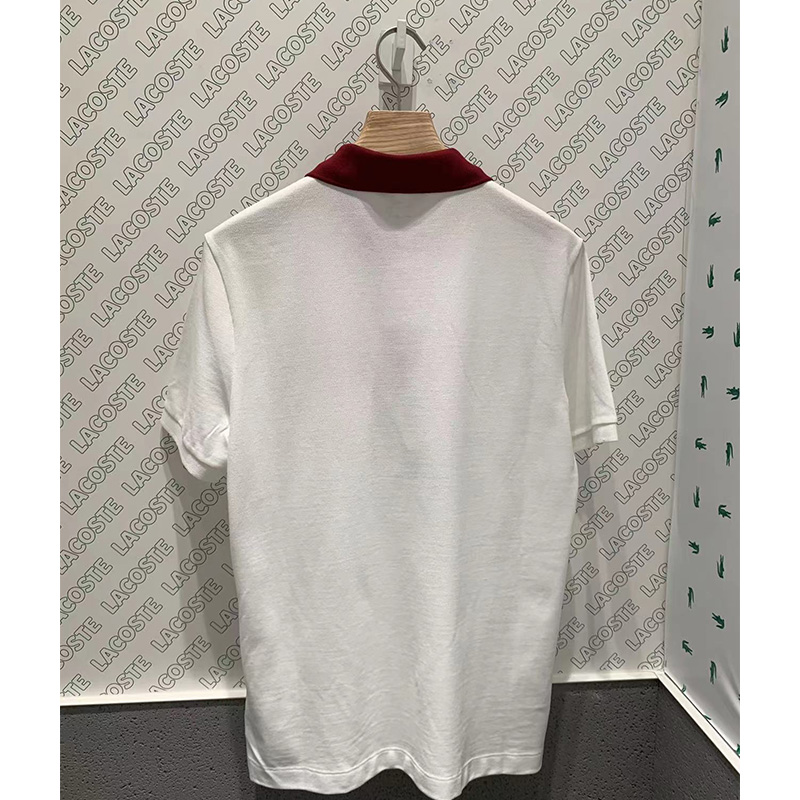 Close-up detail shot of Lacoste luxury clothing with tailored silhouette