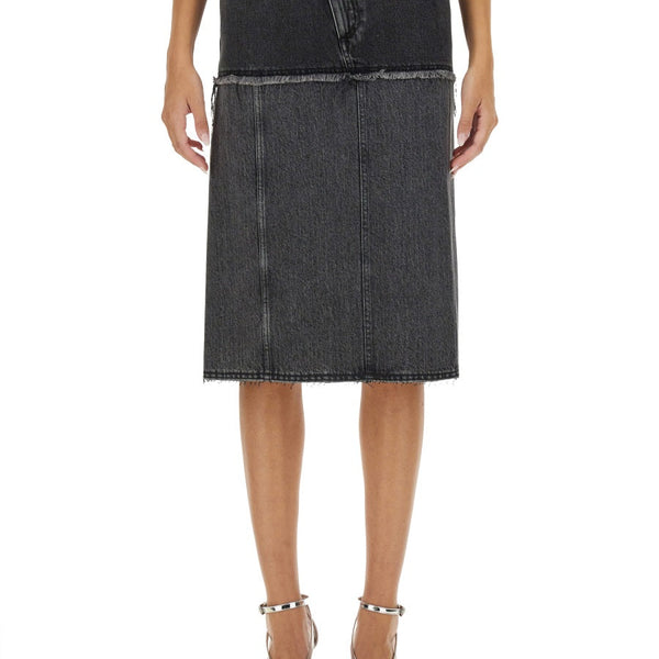 Alexander McQueen Skirts? Alexander Mcqueen Women Two-Tone Denim Skirt Chic Everyday Designer Skirt