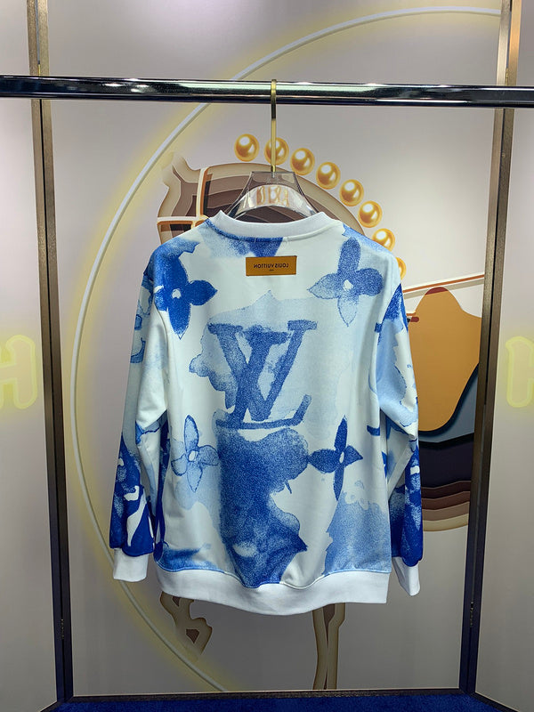 Side profile of Louis Vuitton luxury clothing with signature branding