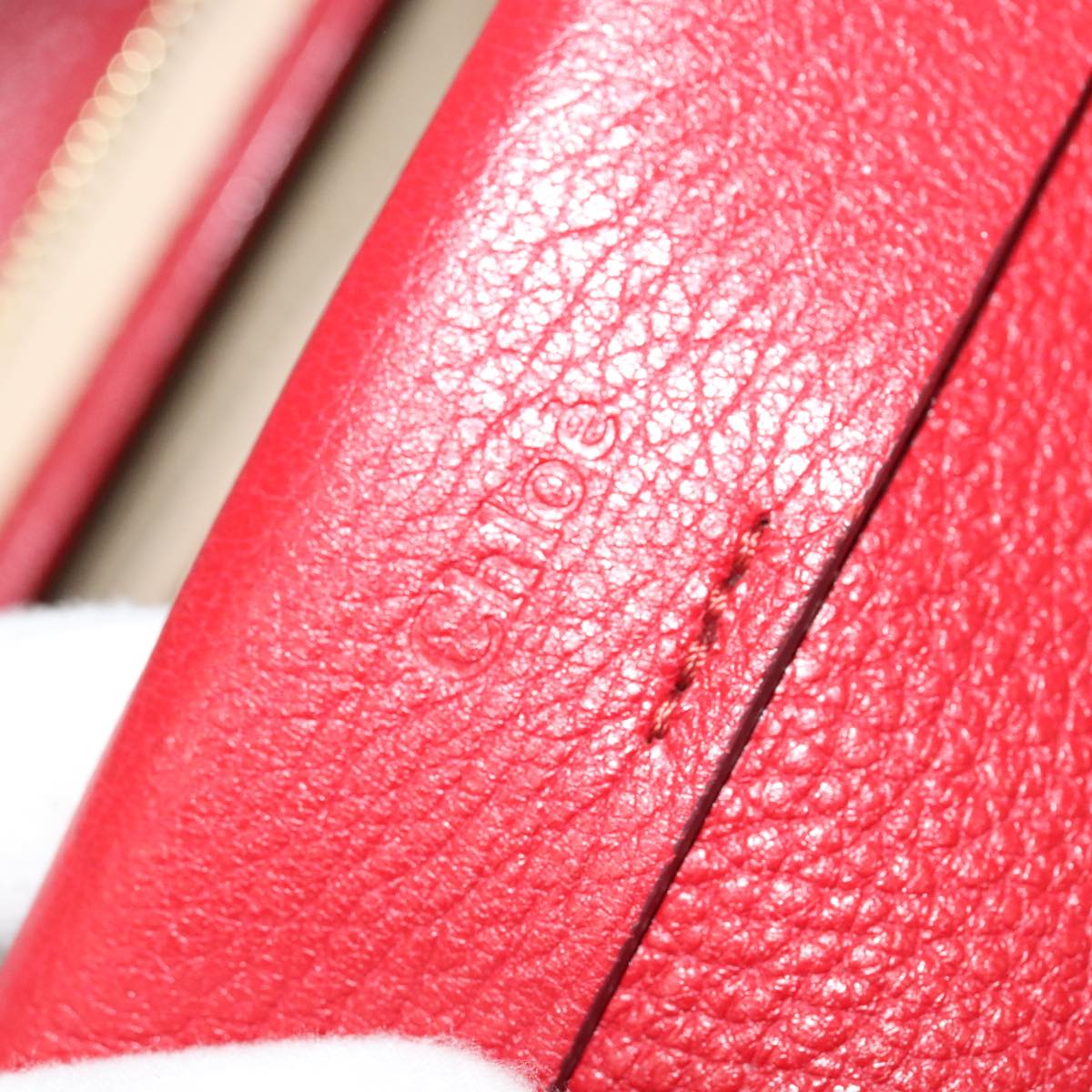 Chloe authentic luxury handbag Red leather craftsmanship